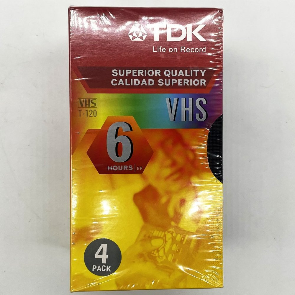 4 PK TDK VHS T-120 6 Hour Recording Superior Quality Blank Video Cassette Tapes